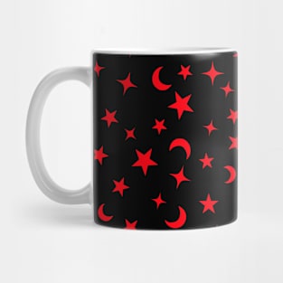 Red and Black Stars and Moons Mug